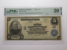 Load image into Gallery viewer, $5 1902 Madison Indiana IN National Currency Bank Note Bill Ch. #111 VF20 PMG