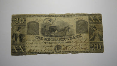$20 1850 Augusta Georgia GA Obsolete Currency Bank Note Bill! The Mechanics Bank