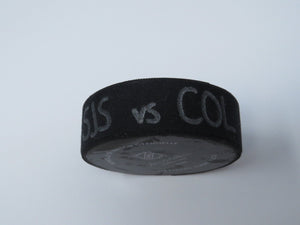 2022-23 Colorado Avalanche San Jose Sharks Game Used NHL Puck Rantanen Hat Trick