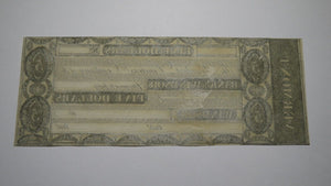 $5 18__ Windsor Vermont VT Obsolete Currency Bank Note Bill Remainder AU+++