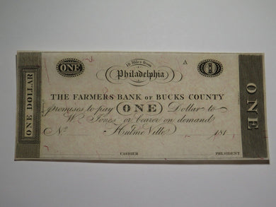 $1 181_ Hulme Ville Pennsylvania Obsolete Currency Bank Note Philadelphia UNC++