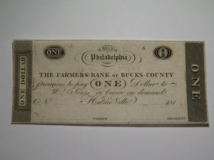 $1 181_ Hulme Ville Pennsylvania Obsolete Currency Bank Note Philadelphia UNC++