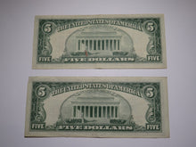 Load image into Gallery viewer, 2 $5 1963 Lincoln Red Seal Legal Tender Currency Notes Bank Bill VF-XF Condition
