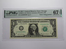Load image into Gallery viewer, $1 2017 Radar Serial Number Federal Reserve Currency Bank Note Bill PMG UNC67EPQ