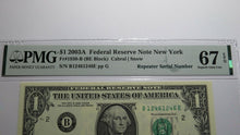 Load image into Gallery viewer, $1 2003 Repeater Serial Number Federal Reserve Currency Bank Note Bill PMG UNC67