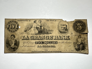 $5 1855 La Grange Georgia GA Obsolete Currency Bank Note Bill La Grange Bank