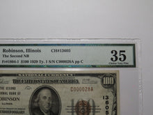 Load image into Gallery viewer, $100 1929 Robinson Illinois National Currency Bank Note Bill Ch. #13605 VF35 PMG