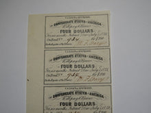 Load image into Gallery viewer, $4 1861 Confederate Bond Coupon Certificate Uncut Sheet Currency Bank Note Bill