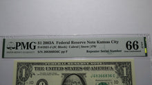 Load image into Gallery viewer, $1 2003 Repeater Serial Number Federal Reserve Currency Bank Note Bill PMG UNC66
