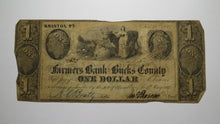 Load image into Gallery viewer, $1 1841 Bristol Pennsylvania PA Obsolete Currency Bank Note Bill! Bucks County