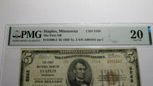 Load image into Gallery viewer, $5 1929 Staples Minnesota MN National Currency Bank Note Bill Ch #5568 VF20 PMG
