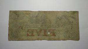$5 1855 Hagerstown Maryland MD Obsolete Currency Bank Note Bill! The Valley Bank