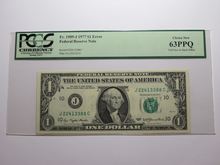 Load image into Gallery viewer, $1 1977 Full Face to Back Offset Error Federal Reserve Bank Note Bill NEW63 PCGS