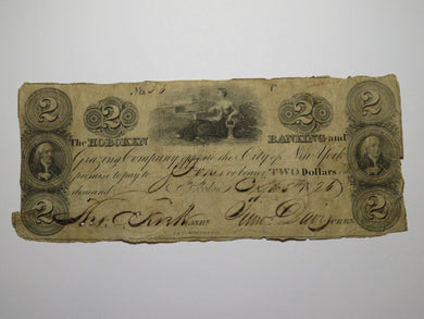 $2 1826 Hoboken New Jersey NJ Obsolete Currency Bank Note Bill Grazing Company