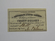 Load image into Gallery viewer, $20 1861 Confederate Bond Coupon Certificate Currency Bank Note Bill UNC