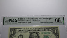 Load image into Gallery viewer, $1 2003 Radar Serial Number Federal Reserve Currency Bank Note Bill PMG UNC66EPQ