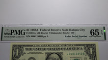Load image into Gallery viewer, $1 1988 Radar Serial Number Federal Reserve Currency Bank Note Bill PMG UNC65EPQ