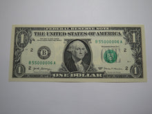 Load image into Gallery viewer, $1 2017 Fancy Serial Number Federal Reserve Bank Note Bill New York #55000006