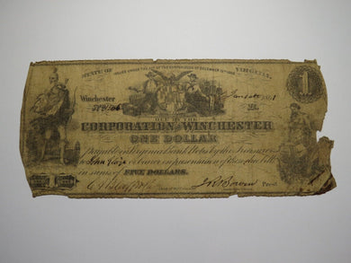 $1 1861 Winchester Virginia Obsolete Currency Bank Note Bill Corp. of Winchester