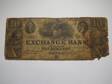 Load image into Gallery viewer, $10 1856 Norfolk Virginia VA Obsolete Currency Bank Note Bill Exchange Bank