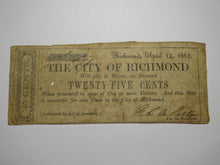 Load image into Gallery viewer, $.25 1862 Richmond Virginia Obsolete Currency Bank Note Bill City of Richmond