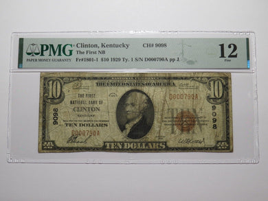 $10 1929 Clinton Kentucky KY National Currency Bank Note Bill Ch. #9098 PMG F12