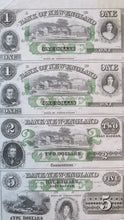 Load image into Gallery viewer, $1-$1-$2-$5 1865 East Haddam Connecticut Obsolete Currency Uncut Sheet Bank Note