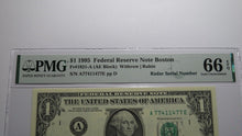 Load image into Gallery viewer, $1 1995 Radar Serial Number Federal Reserve Currency Bank Note Bill PMG UNC66EPQ