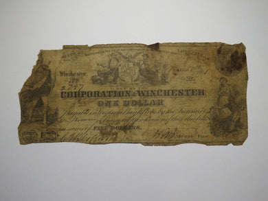 $1 1861 Winchester Virginia Obsolete Currency Bank Note Bill Corp. of Winchester