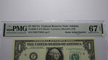 Load image into Gallery viewer, $1 2017 Radar Serial Number Federal Reserve Currency Bank Note Bill PMG UNC67EPQ