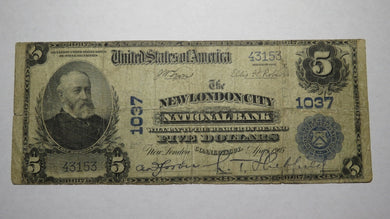 $5 1902 New London City Connecticut CT National Currency Bank Note Bill! #1037