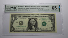Load image into Gallery viewer, $1 1988 Radar Serial Number Federal Reserve Currency Bank Note Bill PMG UNC65EPQ