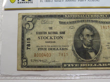 Load image into Gallery viewer, $5 1929 Stockton Kansas KS National Currency Bank Note Bill Ch. #7815 PCGS VF25