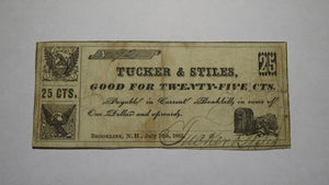 $.25 1862 Brookline New Hampshire NH Obsolete Currency Bank Bill Fractional Note