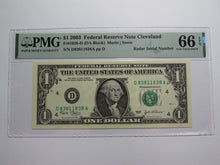 Load image into Gallery viewer, $1 2003 Radar Serial Number Federal Reserve Currency Bank Note Bill PMG UNC66EPQ