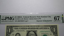Load image into Gallery viewer, $1 2003 Repeater Serial Number Federal Reserve Currency Bank Note Bill PMG UNC67