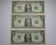 Load image into Gallery viewer, 3 $1 2017 Federal Reserve Bank Star Notes Average Circulated Condition!