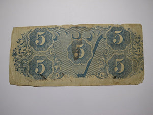$5 1863 Richmond Virginia VA Confederate Currency Bank Note Bill RARE T60!
