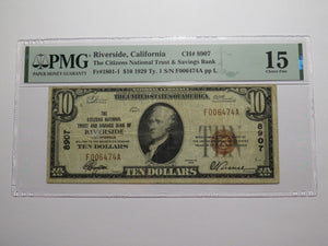 $10 1929 Riverside California National Currency Bank Note Bill Ch. #8907 F15 PMG