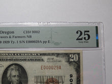 Load image into Gallery viewer, $20 1929 Wallowa Oregon OR National Currency Bank Note Bill Ch. #9002 VF25 PMG