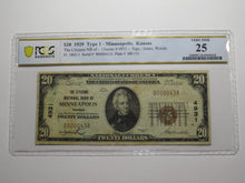 Load image into Gallery viewer, $20 1929 Minneapolis Kansas KS National Currency Bank Note Bill #4931 VF25 PCGS