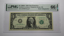Load image into Gallery viewer, $1 1988 Radar Serial Number Federal Reserve Currency Bank Note Bill PMG UNC66EPQ