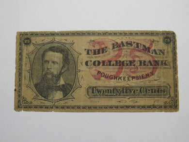 $.25 1870's Poughkeepsie New York Obsolete Currency Note Eastman College