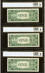 3 $1 1935-G Silver Certificate Currency Bank Notes Consecutive Examples UNC64PPQ