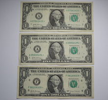Load image into Gallery viewer, 3 $1 2017 Federal Reserve Bank Star Notes Average Circulated Condition!