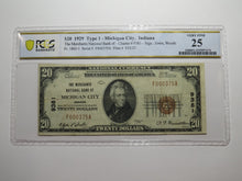 Load image into Gallery viewer, $20 1929 Michigan City Indiana National Currency Bank Note Bill #9381 VF25 PCGS