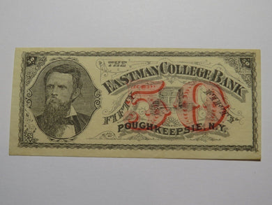$.50 1870's Poughkeepsie New York Obsolete Currency Note Eastman College