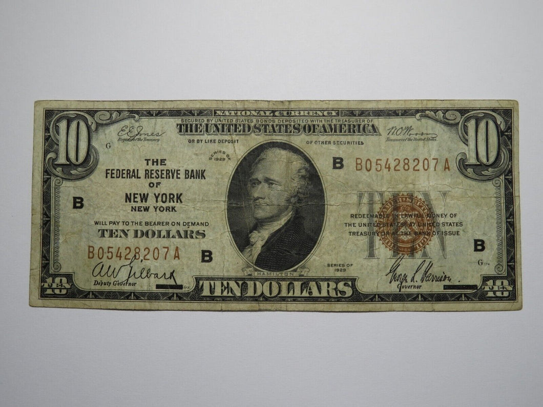$10 1929 New York City NY National Currency Note Federal Reserve Bank Note Bill