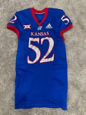 2021 D.J. Withers Kansas Jayhawks Game Used Worn NCAA ADIDAS Football Jersey