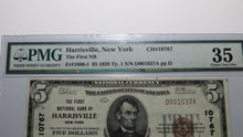 Load image into Gallery viewer, $5 1929 Harrisville New York NY National Currency Bank Note Bill Ch #10767 VF35